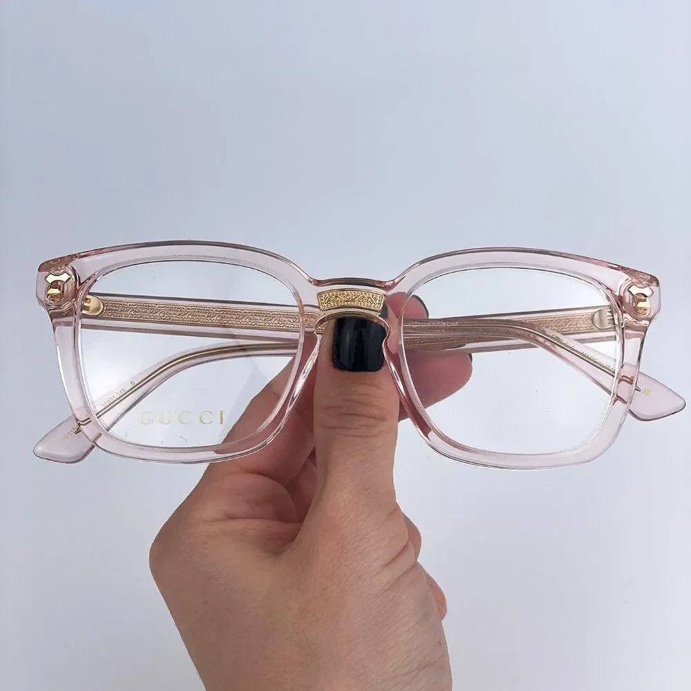 Gucci GG0184O 013 BRAND NEW Eyeglasses Transparent Pink Square Unisex